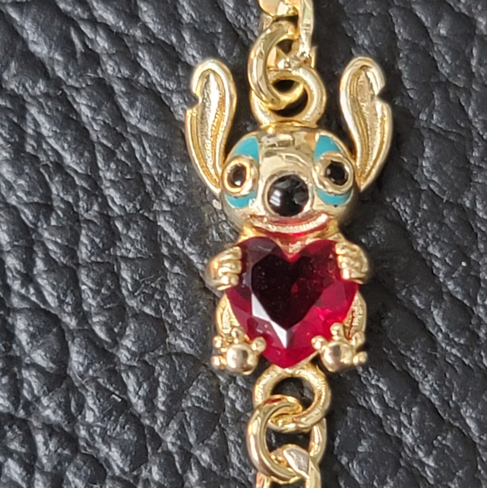 Lilo & Stitch Child's Bracelet, Gold-Plated Cuban Chain - NWOT